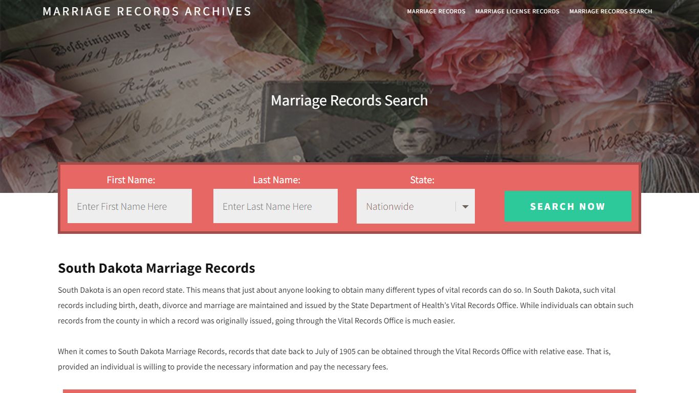 South Dakota Marriage Records | Enter Name and Search | 14 Days Free