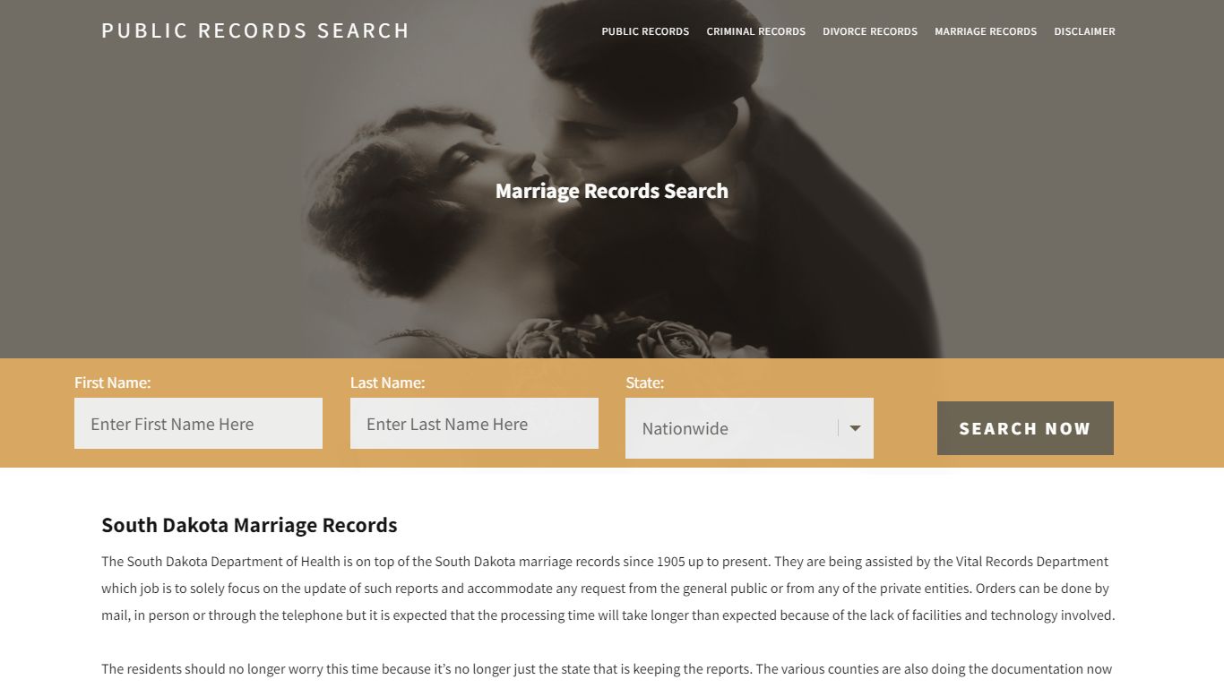 South Dakota Marriage Records | Enter Name and Search|14 Days Free